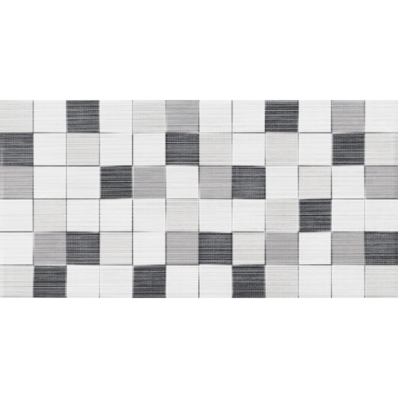 Κεραμικό πλακάκι τοίχου με ανάγλυφη γεωμετρική υφή cubik και γκρι ματ φινίρισμα από τη σειρά Tessile της KEROS.